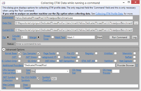 Profiling an app with custom ETW EventSource in PerfView.